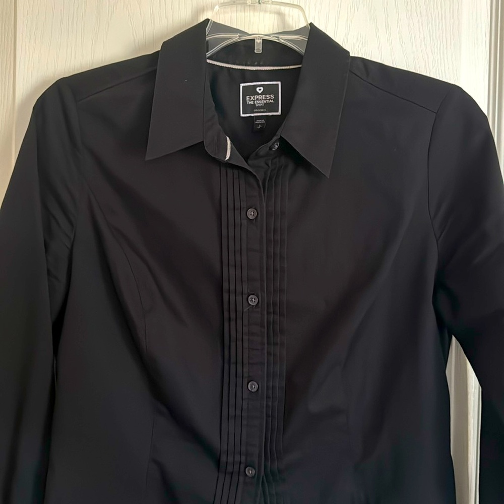 Express Black Long Sleeve Button-Up Dress Shirt Women